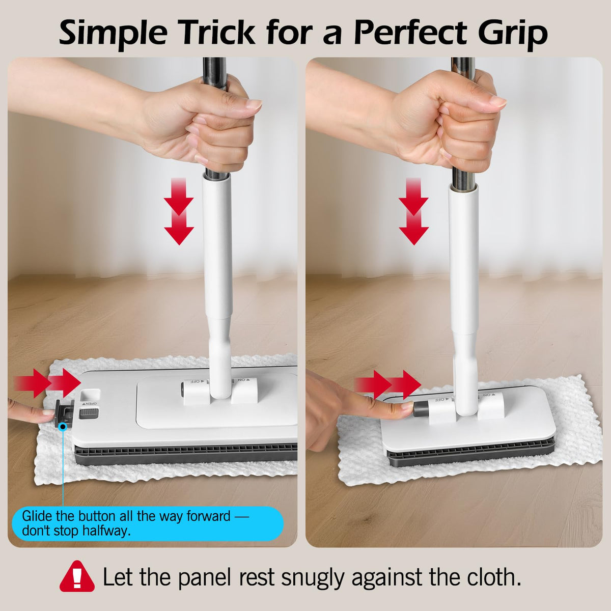 2-in-1 Hands Free Flat Mop,Disposable Dust Mop with 47" Long Handle