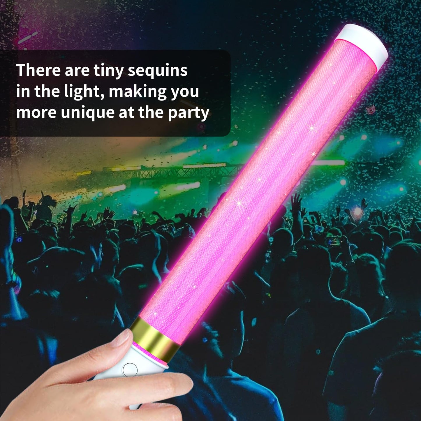 Bsgifts LED Glow Sticks 2 Pack, Reusable 15 Colors Light Stick Bulk, Glow Party Supplies for Wedding, Birthday, Raves, Concert, Camping, New Year, Halloween, Christmas (with AAA Battery)