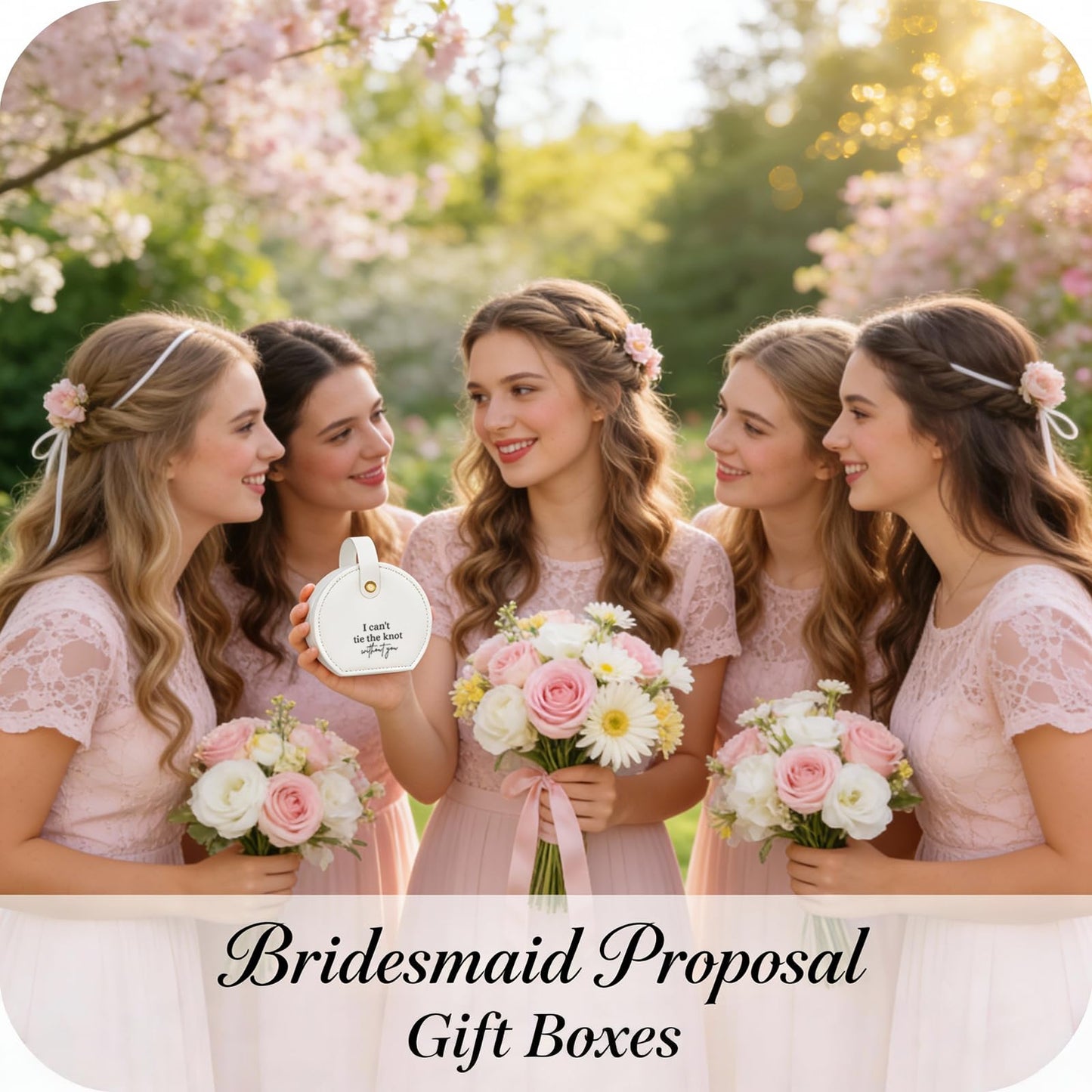FITVOLL Bridesmaid Proposal Gift Boxes Set of 6, Travel Jewelry Case, White Leather Jewelry Organizer with Handle, Wedding Party Gift – 6 Pack