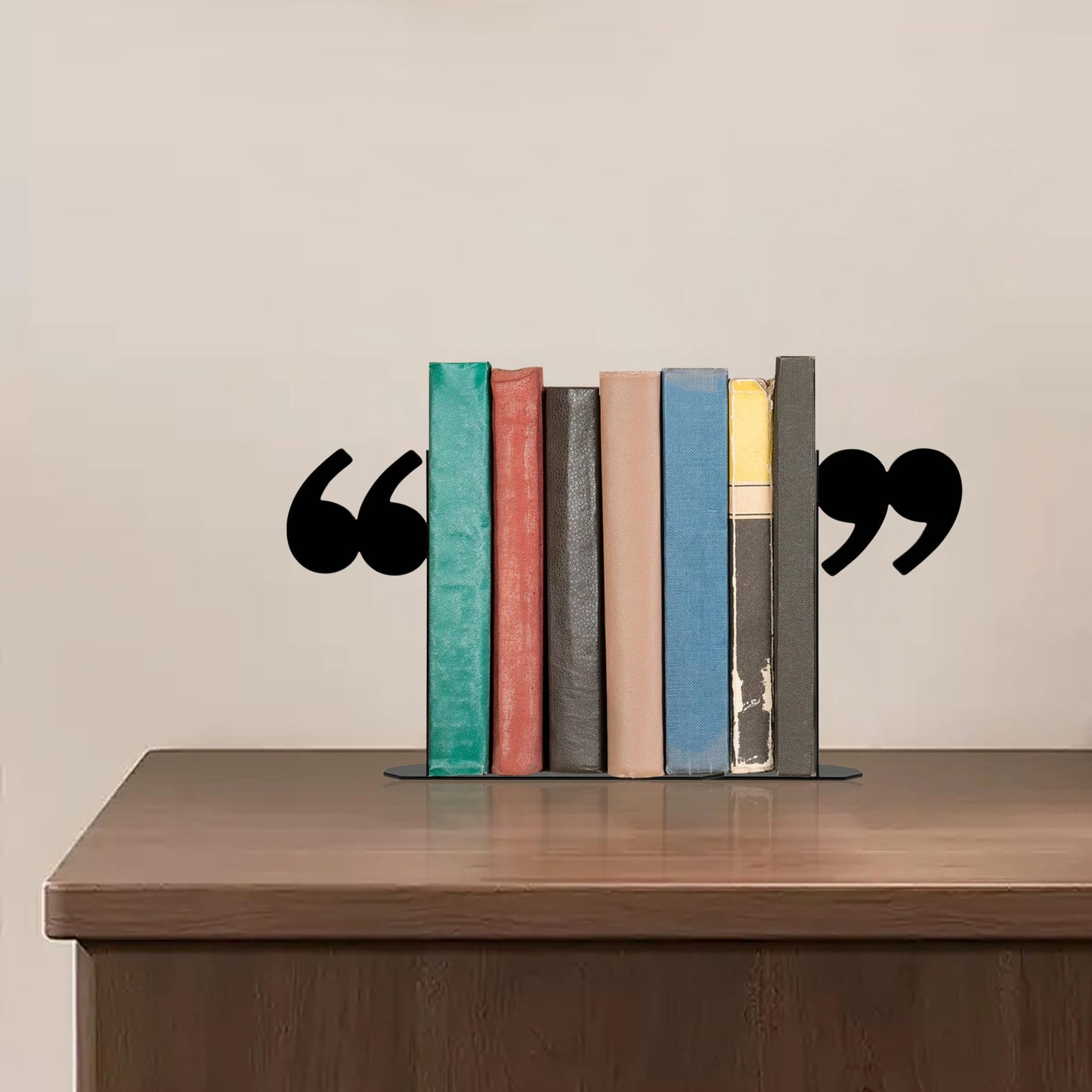 Bookends Decorative Unique Novelty Book Ends for Kids Books - Unique Bookends Decorative Metal Quotation Mark Design Bookshelf Decor, Bookish Decor for Shelves and Book Lovers Gift Ideas