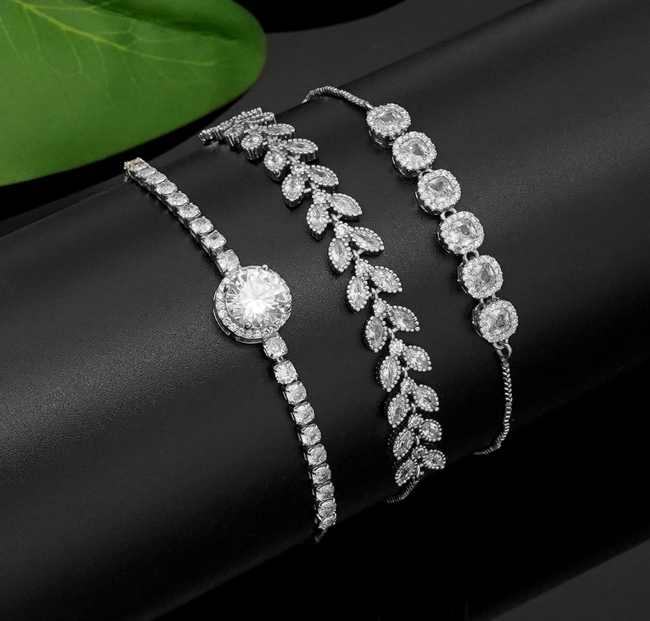 Wovanoo Tennis Bracelet for Women Cubic Zirconia Bracelets Adjustable Slider Bracelets Silver