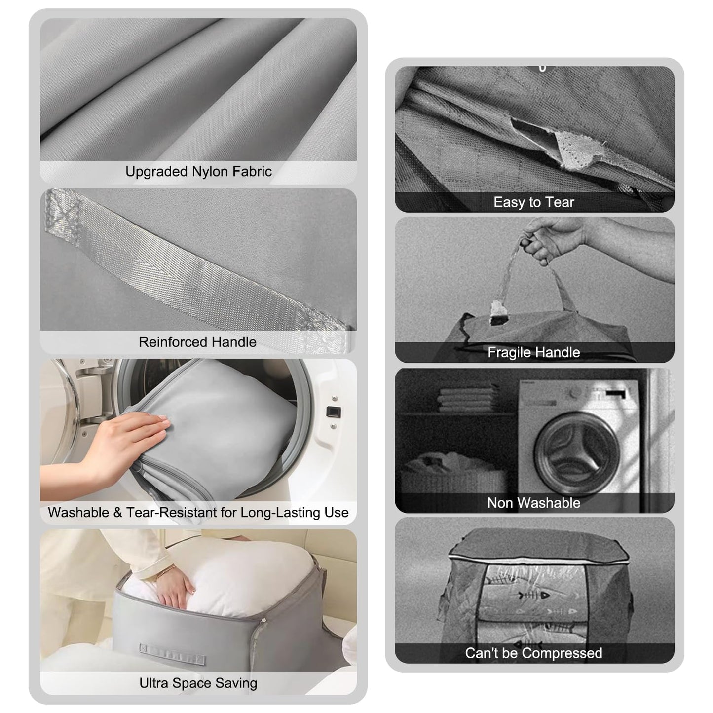 2Pcs Super Space Saving Self Compression Organizer, Quilt Storage Bags, Self Compression Storages Bags, Storage Bags for Quilts, Sweaters, Blankets (grey)