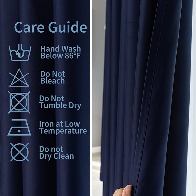 Pickluc 24 Inch Long Tier Curtains for Small Window Treatment, Short Blackout Curtain with Rod Pocket - Half Window Curtains for Kitchen, Cabinet, Basement, Camper, 2 Panels, Navy, 30 Inches Wide?€?