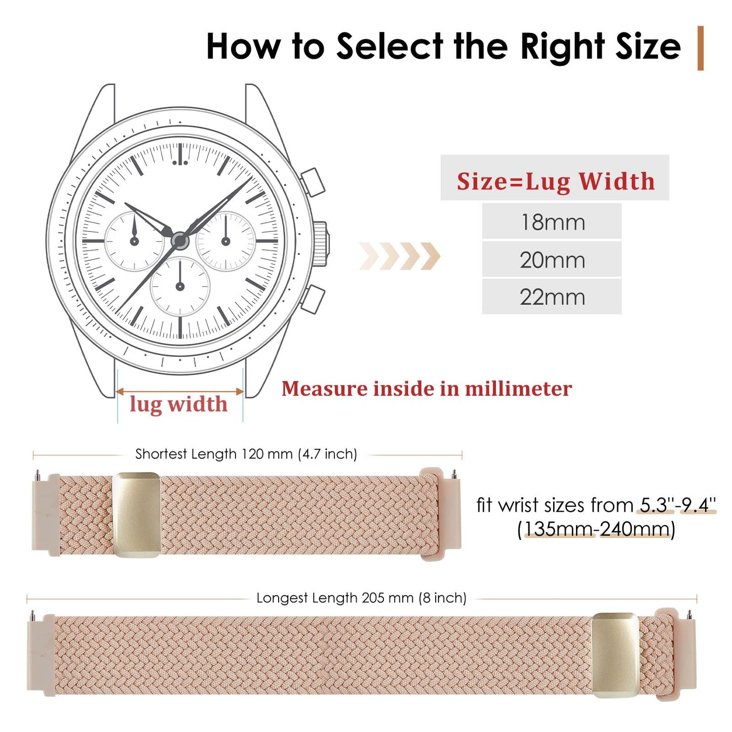SIMYYO Nylon Magnetic Bands Quick Release Braided Nylon Watch Bands Stretchy Sport Replacement Strap for Men and Women 18mm 19mm 20mm 22mm