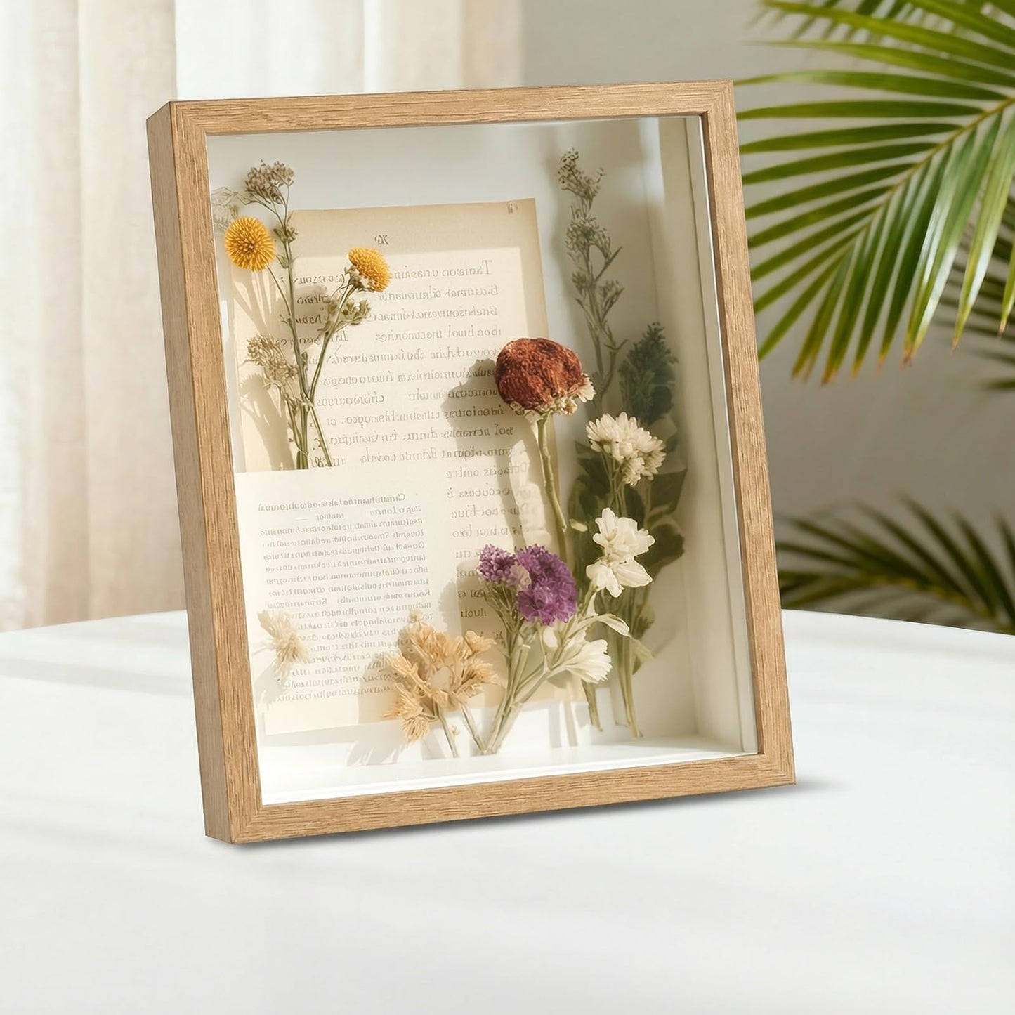 8x10 Shadow Box Frame Display Case for Baby Keepsakes, Wedding Photos, Sports Tickets, Dried Flowers, Crafts Memorabilia Wall Decor(8×10，Natural