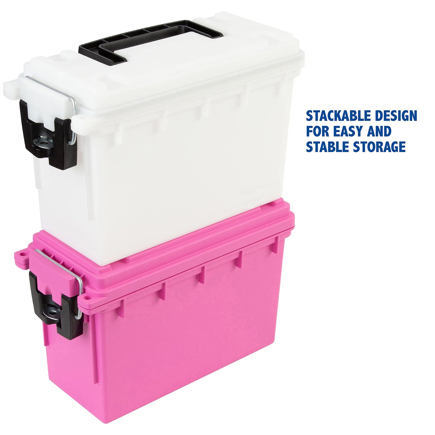 Sheffield 12634 Field Box, Pistol, Rifle, or Shotgun Ammo Storage Box, Tamper-Proof Locking Ammo Can, Water Resistant, Made in The U.S.A, Stackable, White