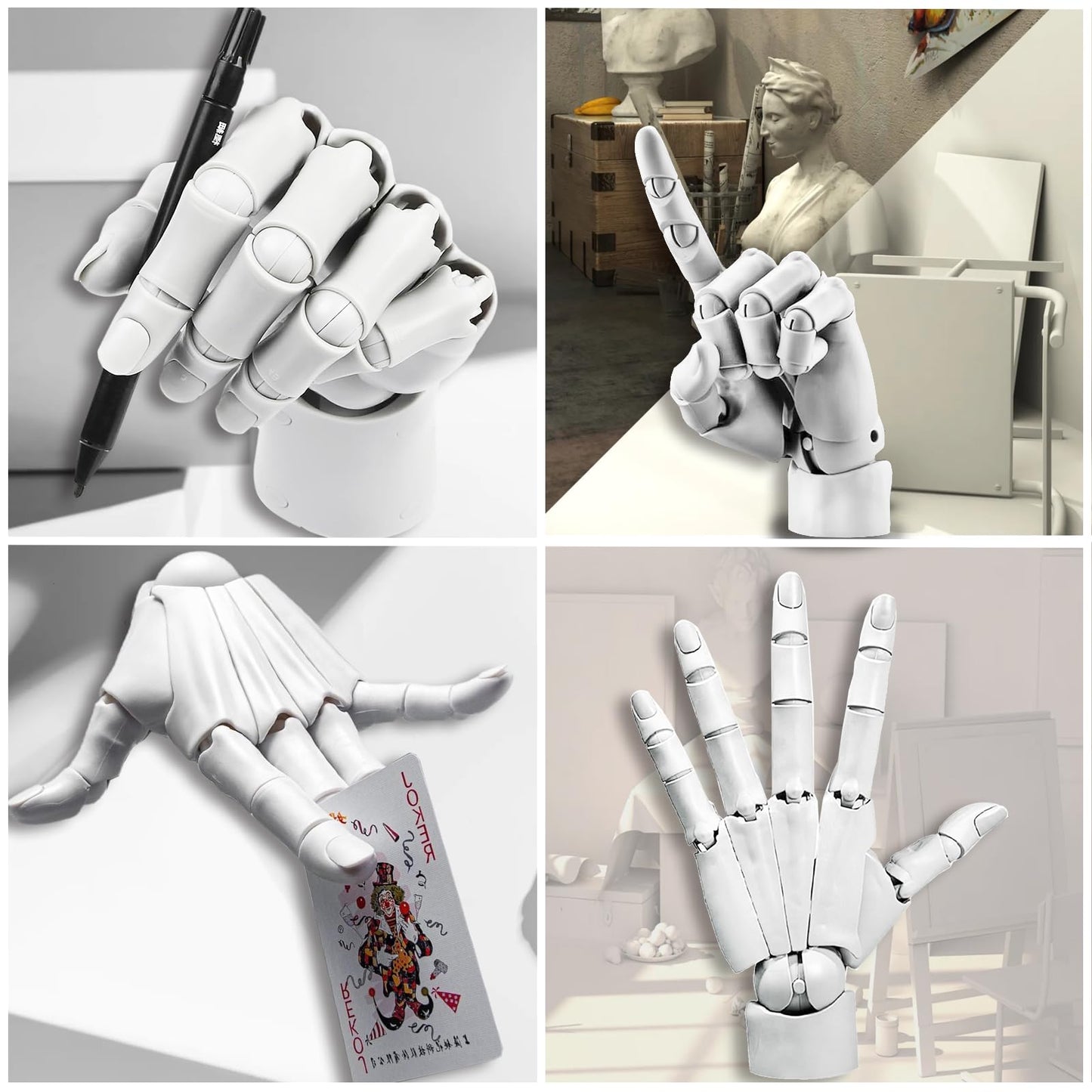 Flexible Hand Model Adjustable Artists Manikin Hand Figure Poseable Art Mannequin for Drawing Mannequin Lively Manikin Figure Hand Model for Desk Decoration Sketching Painting (Left Hand-White)