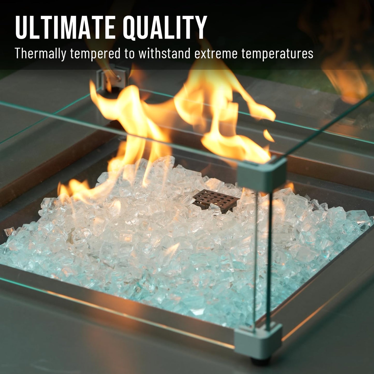 Skyflame High Luster 10-Pound Regular Fire Glass for Fire Pit Fireplace Garden Landscaping Crystal Ice 1/2" Size