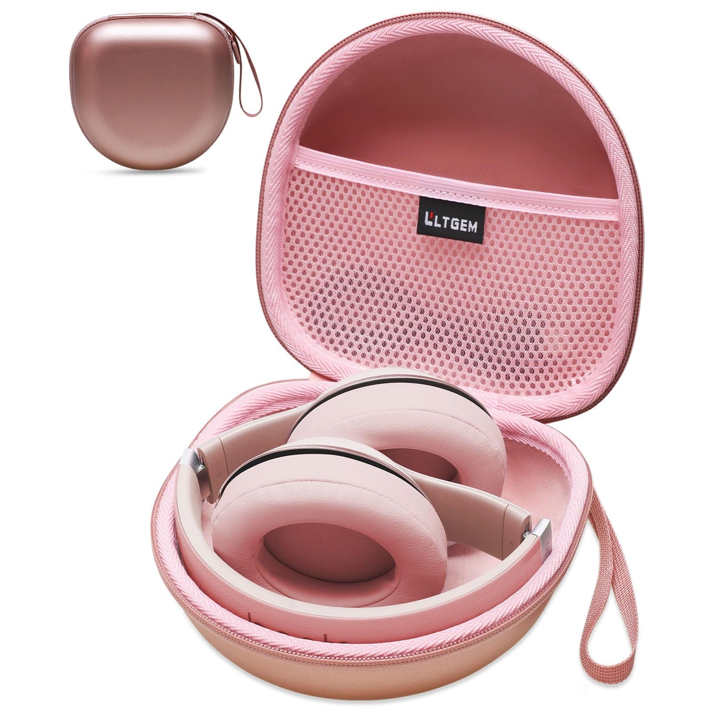 Headphone Case Compatible with Glynzak/BERIBES/TOZO/KVIDIO/Beats/Soundcore Anker/JBL Noise Cancelling Over-Ear Headphones, Rose Gold