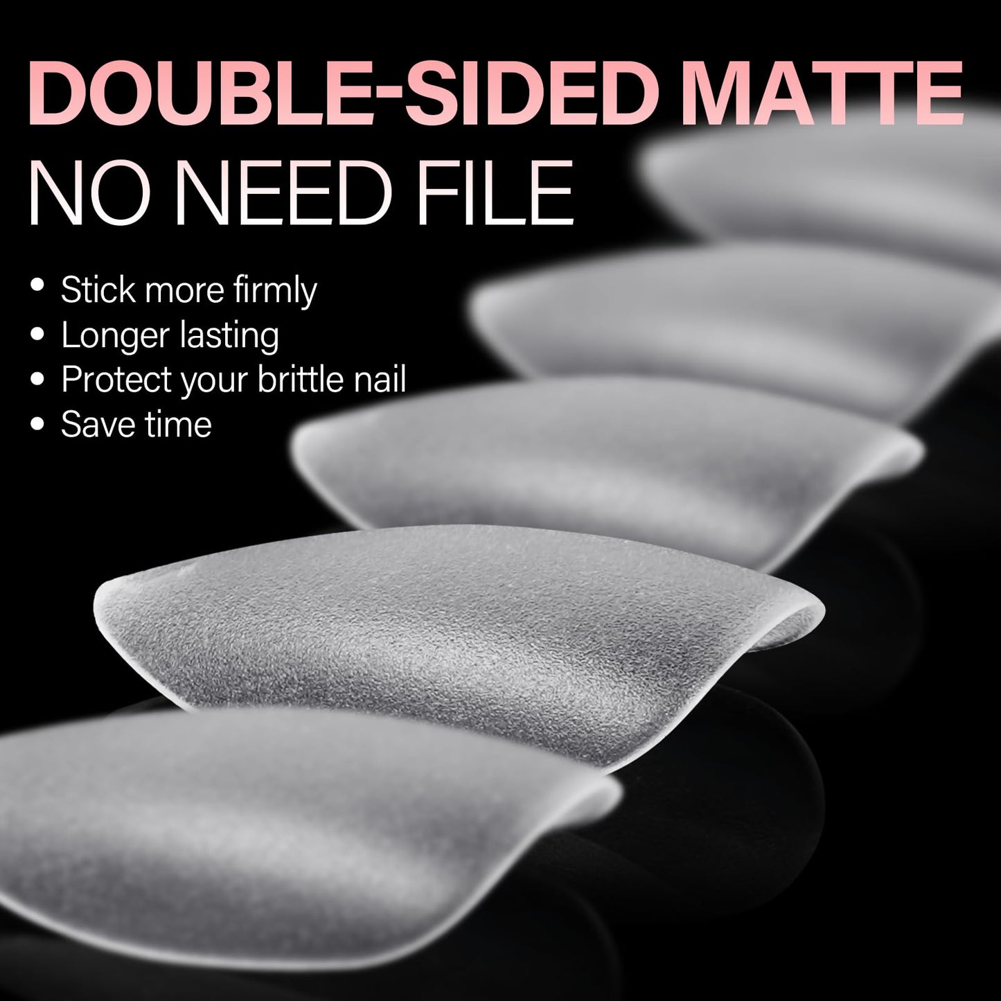 AILLSA Short Almond Nail Tips 450PCS Acrylic Gel Double-sided Matte Clear Pre-Buff Gel Nail Tips No Need Base Coat Press on Nails Tips for Extension 15 Sizes