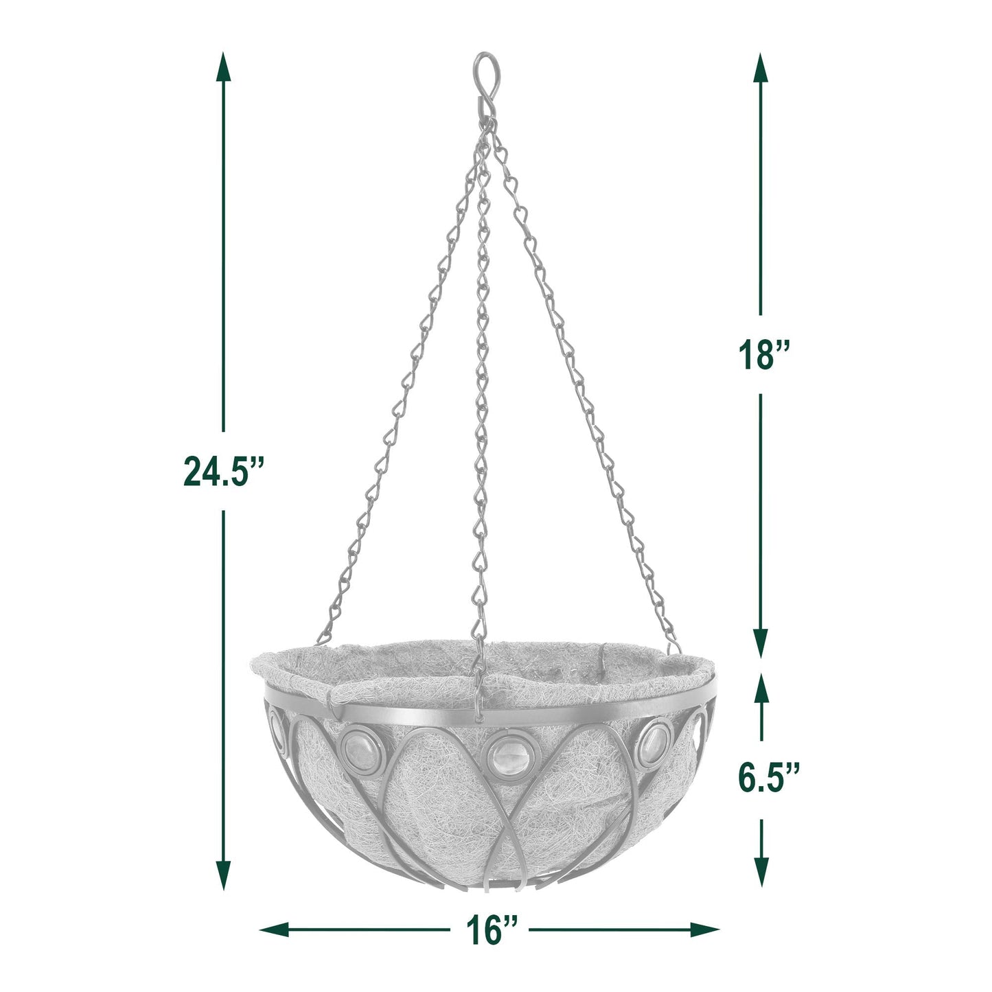 Arcadia CB02 Emerald Series Round Hanging Basket Planters, 16-Inch