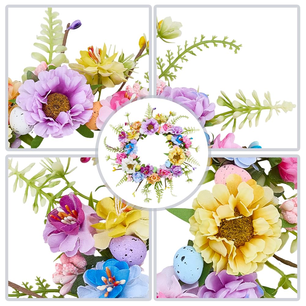 ACRNIGHEET 10 Sets Easter Wreath Kit with Eggs DIY Spring Flower Crown Kits for Indoor Outdoor Holiday Party Table Centerpiece Front Decoration