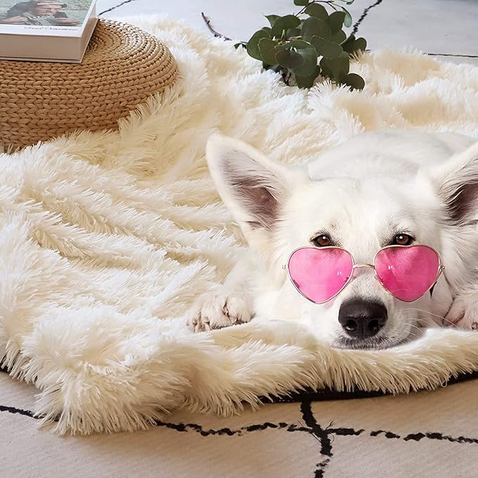 Tuddrom Decorative Extra Soft Faux Fur Blanket Twin Size 70" x 78",Solid Reversible Fuzzy Fluffy Cozy Plush Blanket for Couch Sofa Bed,Cream White