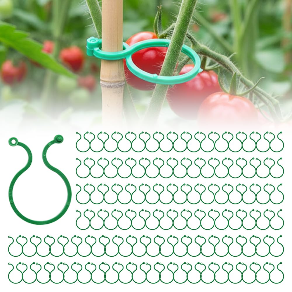 muxou Plant Stem Support,Plastic Plant Clips for Climbing Plants,Tomato Vine Clips,Plant Fixing Clips,Garden Clips (Green 50pcs)