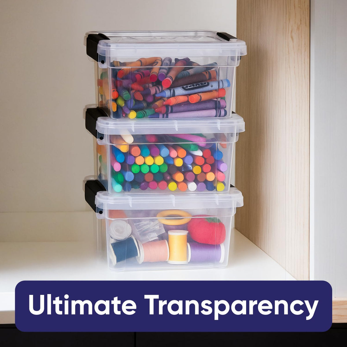 1.4 Quart Mini Clear Plastic Storage Container with Lid (2 Count)