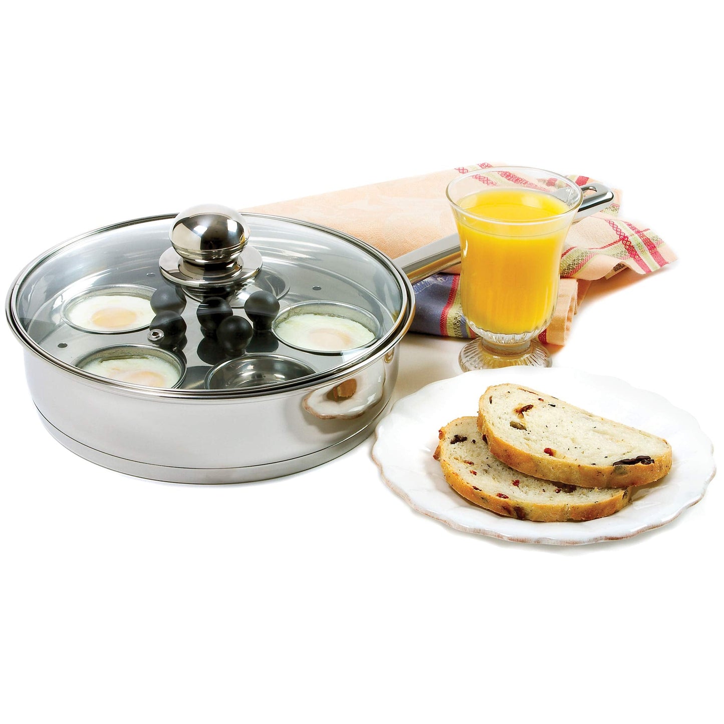 Norpro Stainless Steel Egg Poacher/Skillet Set, 10", Silver, 1 Liters