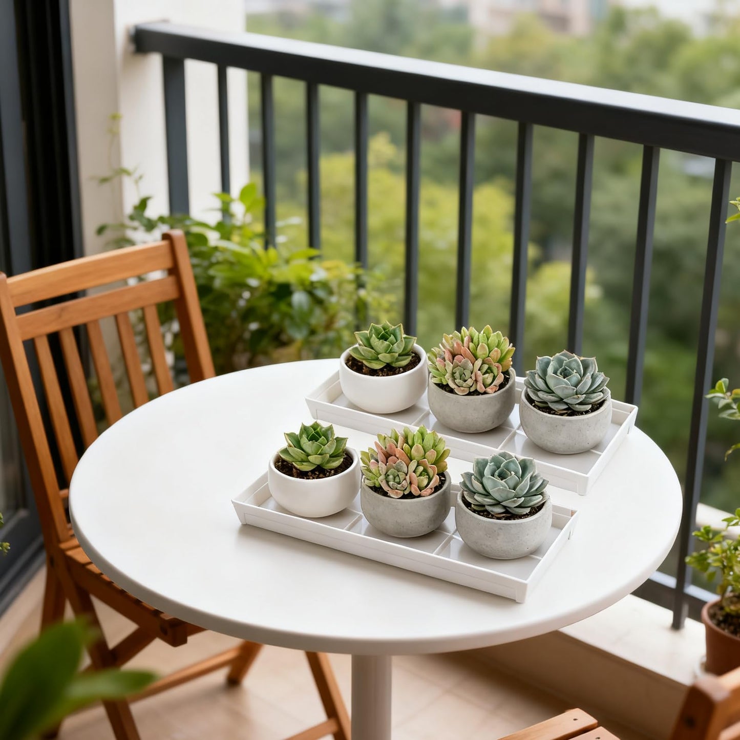 5 PCS Plastic Plant Tray Saucer with 2 Removable Drain Plugs Rectangular Window Sill Drainage Tray for Indoors Outdoor Flower Pots for Window Shelf Thick Plastic Plant stand for Succulent Pot Planter