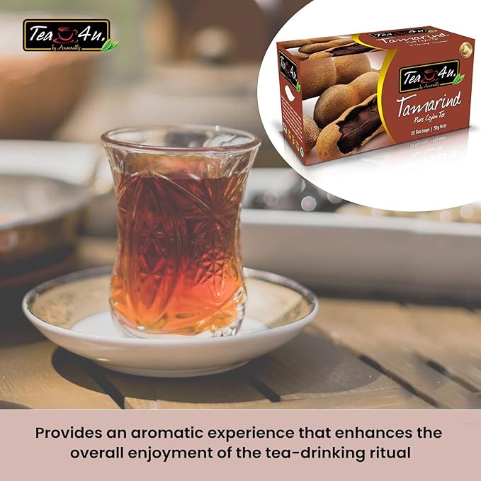 Tea4U Flavored Black Ceylon TeaBags - Tamarind | Ideal Quality from Sri Lanka's Finest Leaves and Expertly Blended - 25 Count