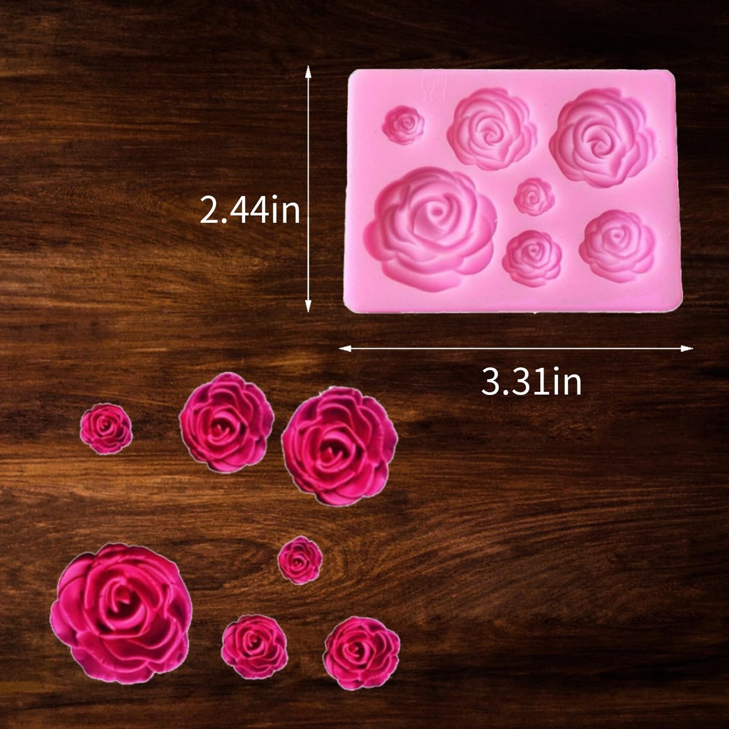 3-Pack Silicone Mold Set for Cake Decorating: Baroque Frame, Rose & Leaf Fondant Molds | Reusable Food-Grade Silicone for Chocolate, Candy, Gum Paste | Cupcake Topper & Dessert Decor Kit