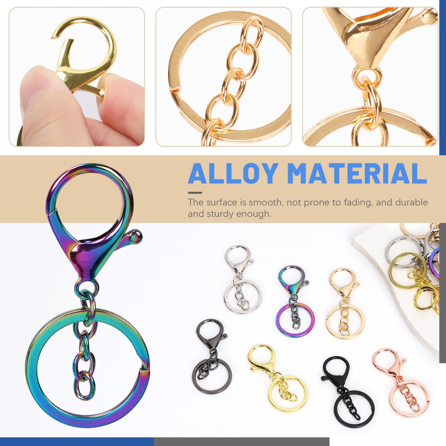 Glarks 28pcs 7 Colors Metal Lobster Claw Clasps with Chains and Key Rings Kit, 32mm Lanyard Snap Keychain Hook, Lobster Clasp Trigger Clips, Lobster Clasp Hook for DIY Bag, Key Rings and Craft Making