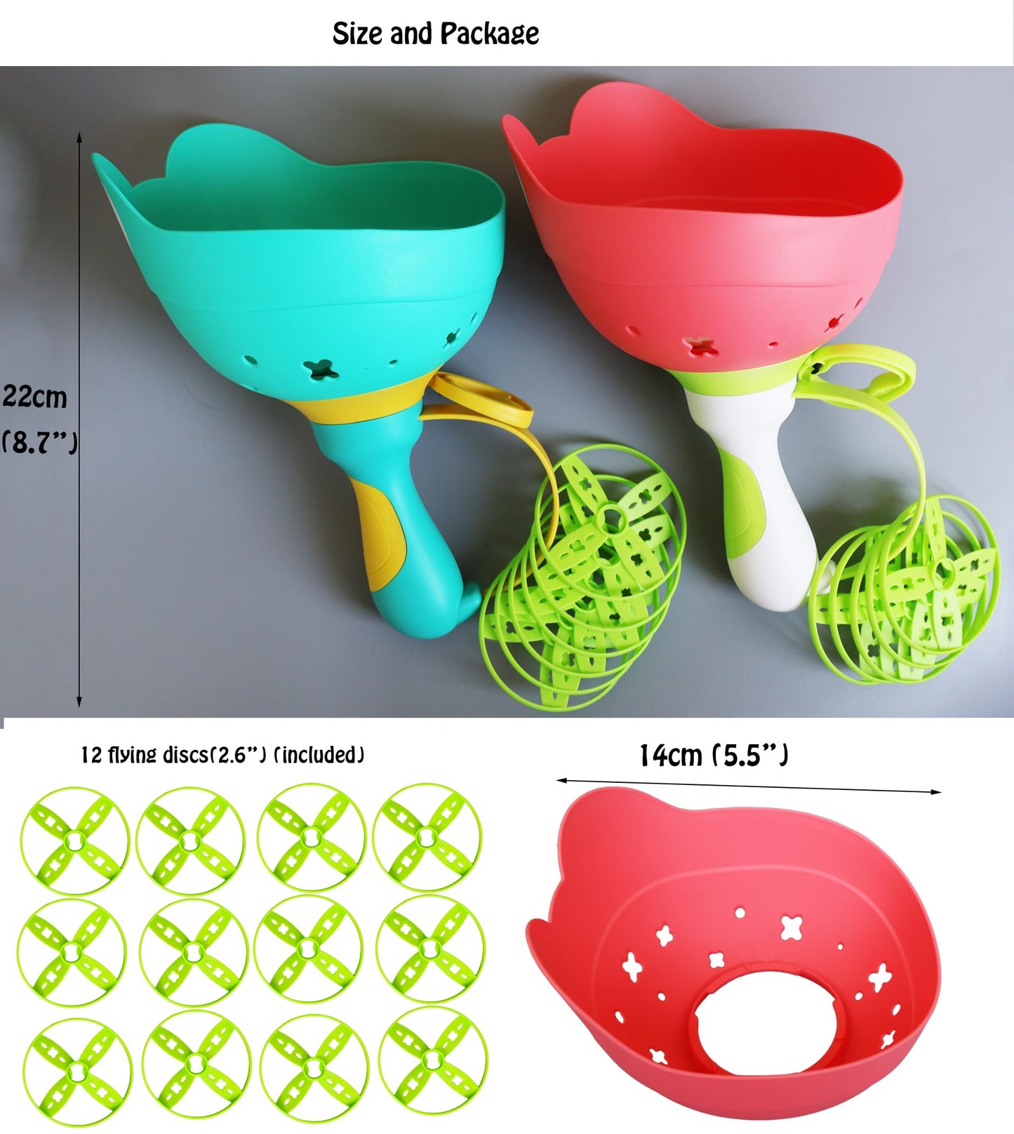 SUHEEUS Disc Launcher Toy Kids Yard Flying Spinner Fairy Hover Helicopter Propeller Toy Outdoor Capture Catching Chasing Game Gift for Boy Girl Age 4 5 6 7 8 9 10 with 12 mini Discs