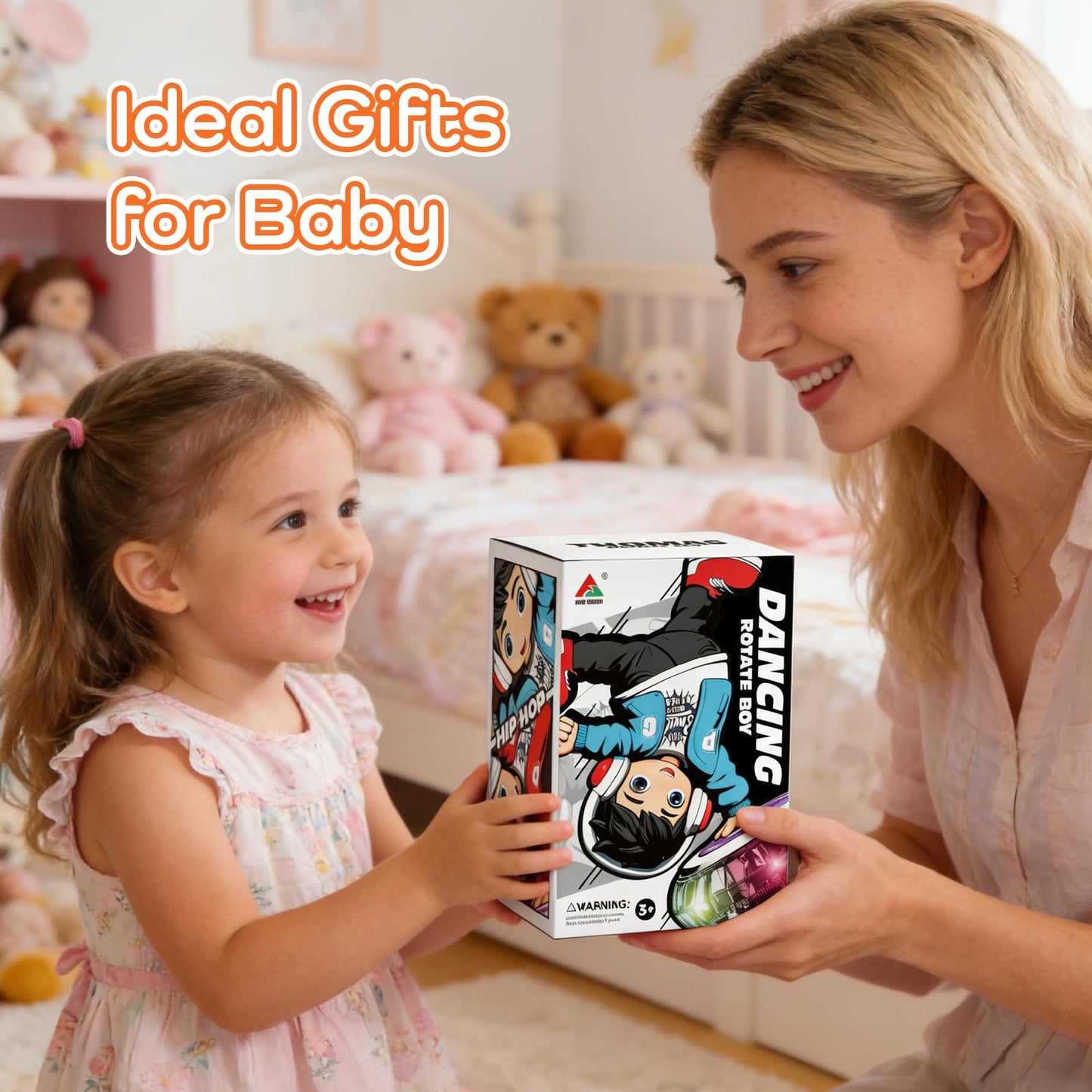 lonfypeng Electric Upside-Down Spinning Street Dance Figurine, Light Up Infant Toys Birthday Easter Gifts with Dynamic Music & Cool Lights