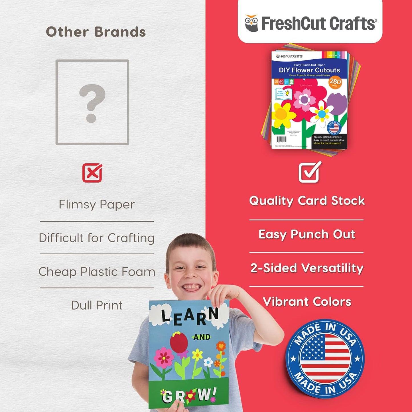 FreshCut Crafts: 280 Pieces of DIY Flower Cutouts with IDEA Guide - 2-Sided Punch Out Tulips, Daisies, Daffodils, Flowers Ideal for Spring Craft Projects, and Mother's Day DIY Gift Craft