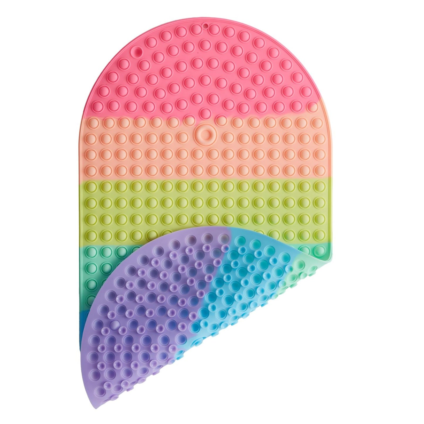Joiyota Silicone Push Pop Bath Mat for Kids, CPC Certified Non-Slip Rainbow Bathtub Mat with Suction Cups, Sensory Bath Toy for Toddlers (27x15-rainbow)