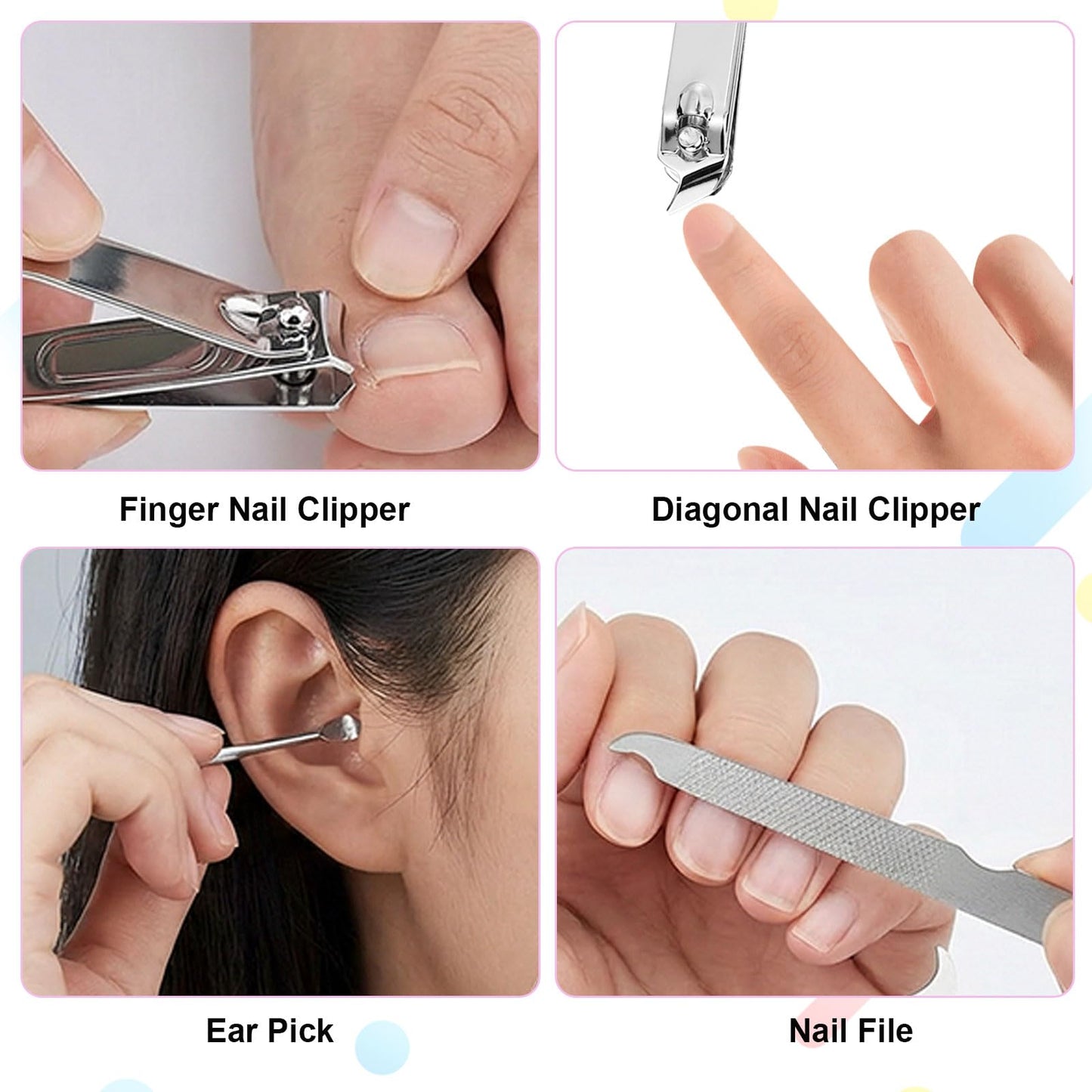30 Pcs Manicure Kit for Women, Nail Clipper Set with Case, Travel Nail Kit Manicure Set Nail Care Kit Nail Scissors, 4 Mixed Colour Purse Essentials Travel Size Essentials, Manicure Set Women