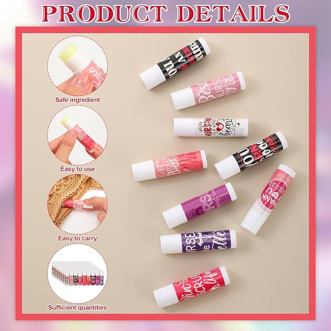 72 Sets Nurse Appreciation Gifts Bulk Nurse Week Gifts Lip Balm Party Gifts Thank you Inspirational Gifts with Gift Bag and Card for Nurse Day CNA Week Nursing Assistant Dental, 9 Styles