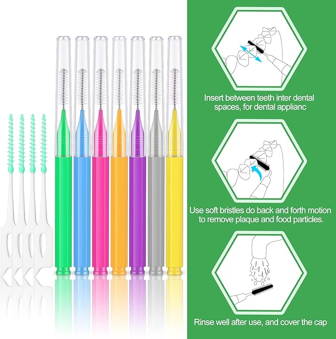 250 Pcs Interdental Brush for Braces Disposable Braces Flossers Dental Picks Floss Toothpick Dental Teeth Flossing Head Oral Hygiene Flosser Toothpick Soft Cleaning Tool (Lovely Color)