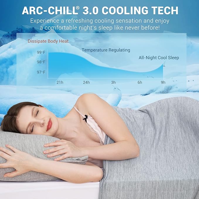Elegear Revolutionary Cooling Blanket Queen Absorbs Heat to Keep Body Cool for Night Sweats, Arc-Chill3.0 Cool Fiber Q-Max>0.5 for Hot Sleepers, Lightweight Summer Cold Blankets for Sleeping 79“ x 86”