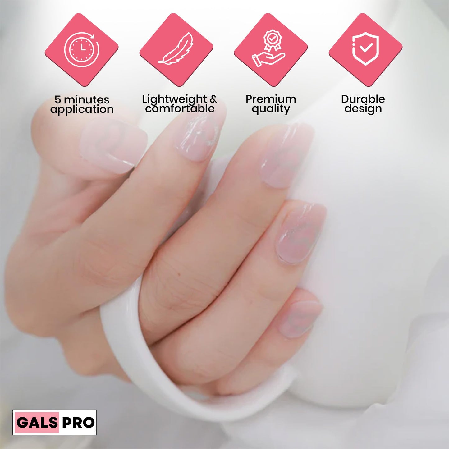 GALSPRO Short Press on Nails - Set of 24 Fake Nails with Designs in 12 Different Sizes for Perfect Fit, Cute False Nails Kit for Women with 0.07oz Nail Glue (LOVE IN BLOOM OVAL SHAPE, Short)