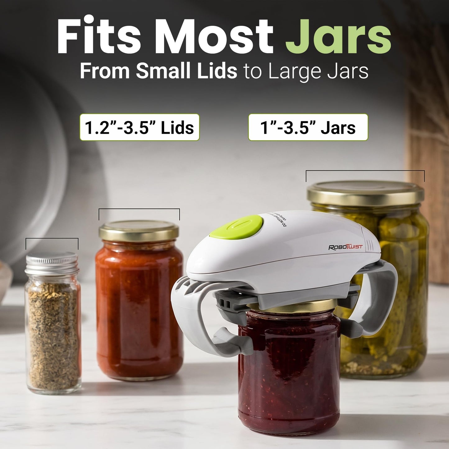 Robotwist Automatic Jar Opener, Deluxe Model with Improved Torque, Robo Twist Kitchen Gadgets for Home, Electric Handsfree Easy Jar Opener – Works on All Jar Sizes, As Seen on TV