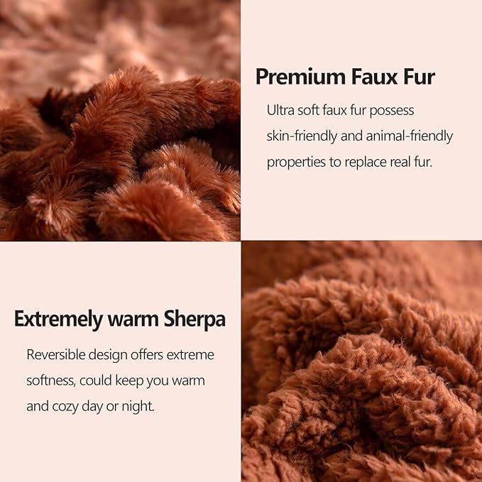 NEWCOSPLAY Super Soft Faux Fur Blanket Twin Size Tie-dye Dark Brown Sherpa Fuzzy Plush Warm Blanket for Sofa Bed (Tie-dye Dark Brown, Twin(60"x80"))