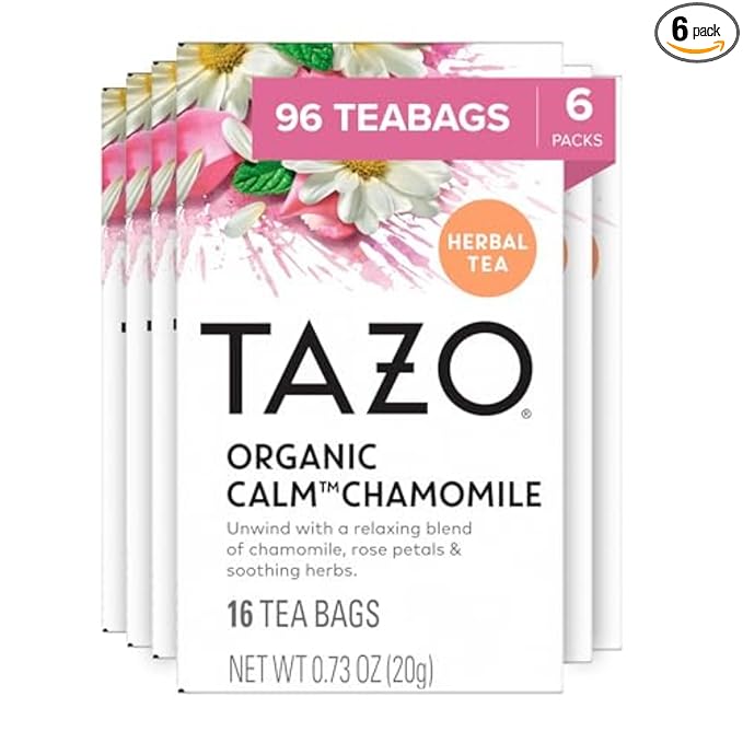TAZO Calm Chamomile Herbal Tea Bags, Caffeine Free, 96 Total Tea Bags (16ct - Pack of 6)