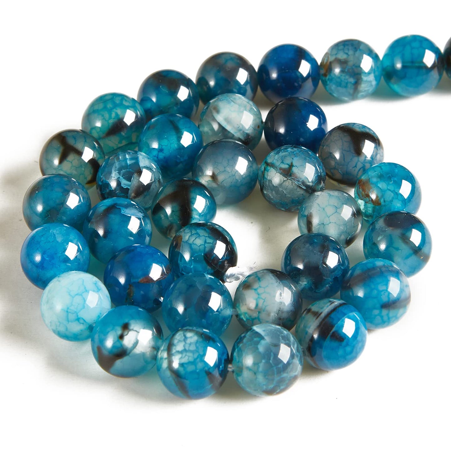 100pcs 6mm Blue Dragon Vein Agate Beads Natural Gemstone Beads Round Loose Beads for Jewelry Making