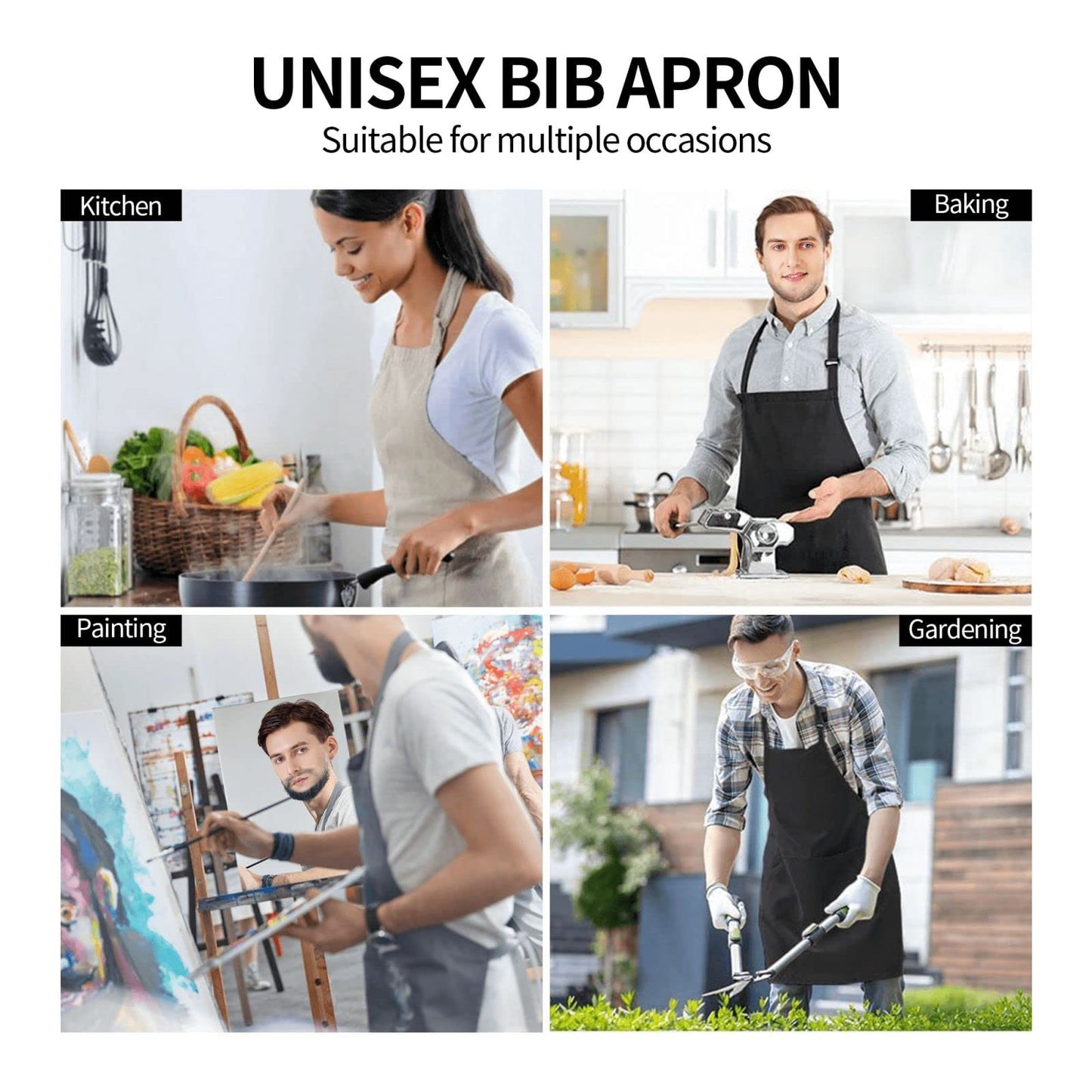 Perinsto Pink Leopard Animal Skin Waterproof Apron With 2 Pockets Kitchen Chef Aprons Bibs For Cooking Baking Painting Gardening Grooming