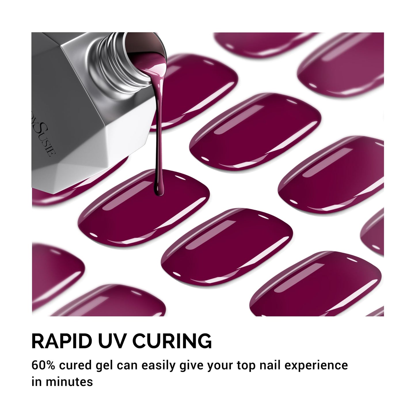 MelodySusie 32Pcs Semi Cured Gel Toe Nail Strips (Wine Red), Pedicure Stickers for Toes, Works with Any UV/LED Lamps, Salon-Quality, Long Lasting, Easy to Apply & Remove