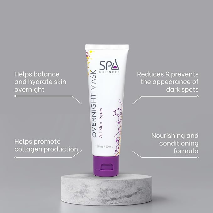SPA SCIENCES - Overnight Mask - Made in the USA - Hydrating Formula - With Fruit Extracts, Allatonin, and Herbal Extracts - Replenish, Revive, Soothe - Vegan - For All Skin Types - 2.3oz
