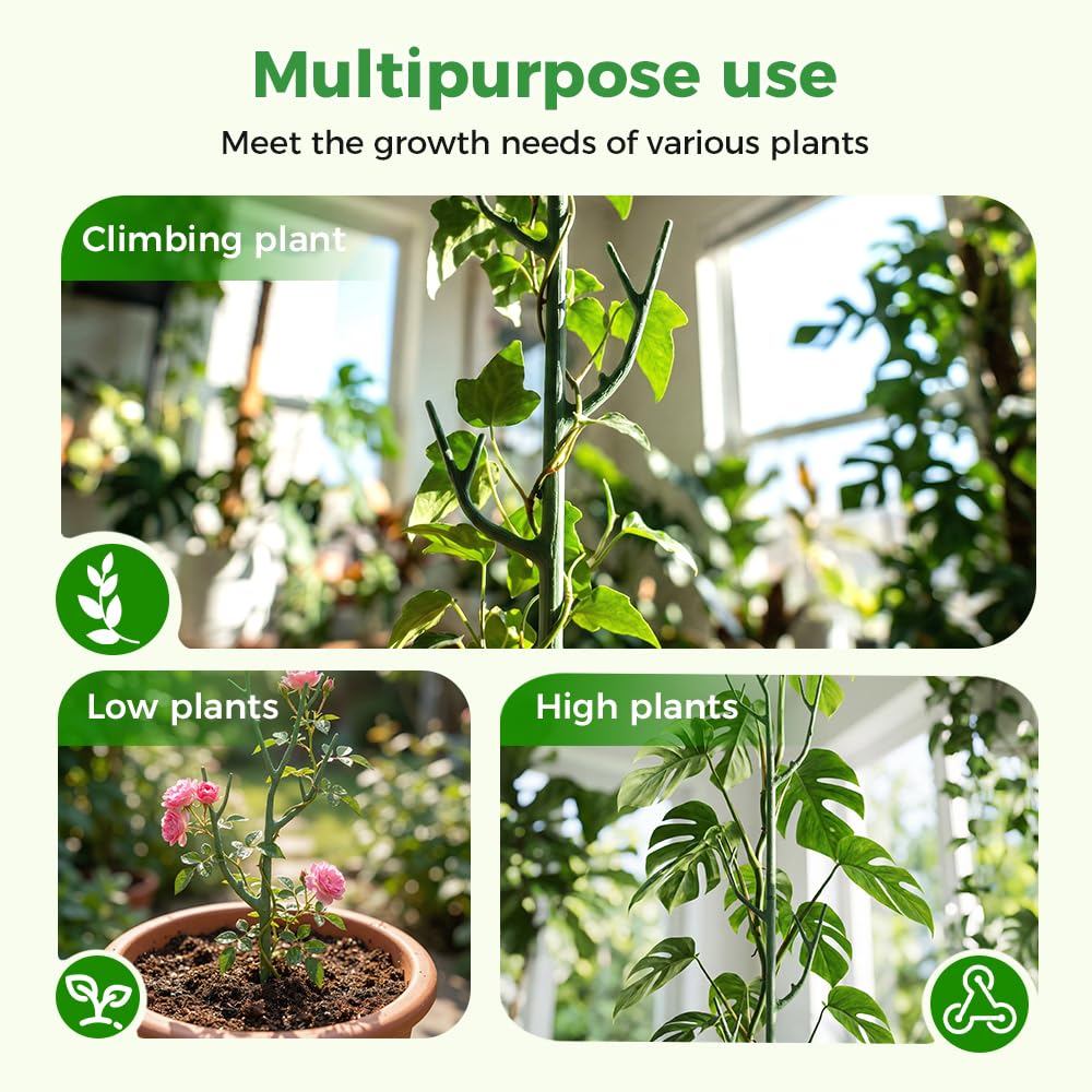 6 Pack Stackable Monstera Plant Support Stakes, Garden Plant Stakes for Indoor and Outdoor Plants, Moss Poles Holder Stick Monstera Plant Stem Supports Structures for Climbing Potted Plants (6 Pack)