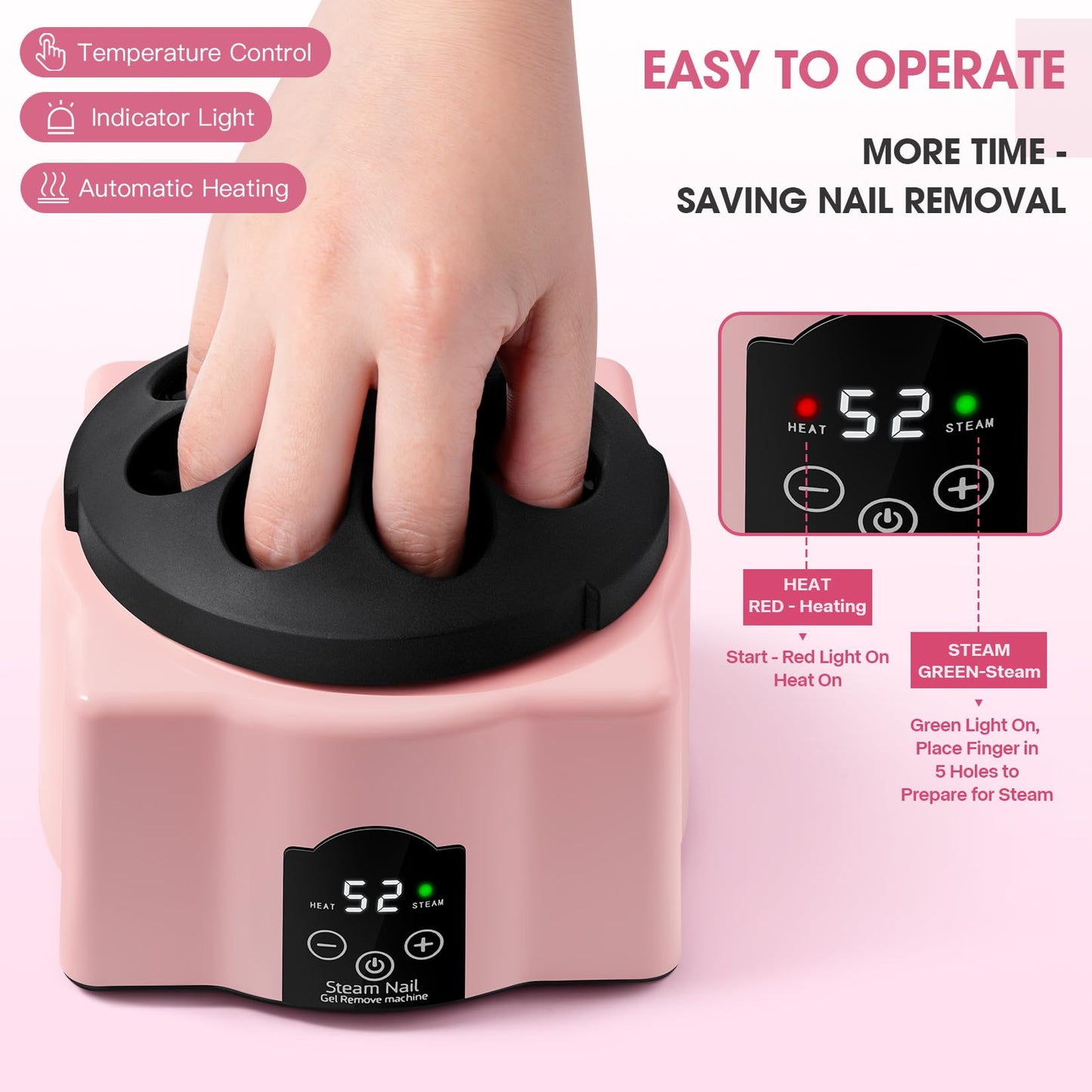 Automatic Upgraded Acrylic Gel Nail Polish Removal Electric Steam Acetone Nail Remover Machine Set, Various Nail Gel Nail Chips Without Harming Hands Nail Art Tools Nail Remover Tools Set