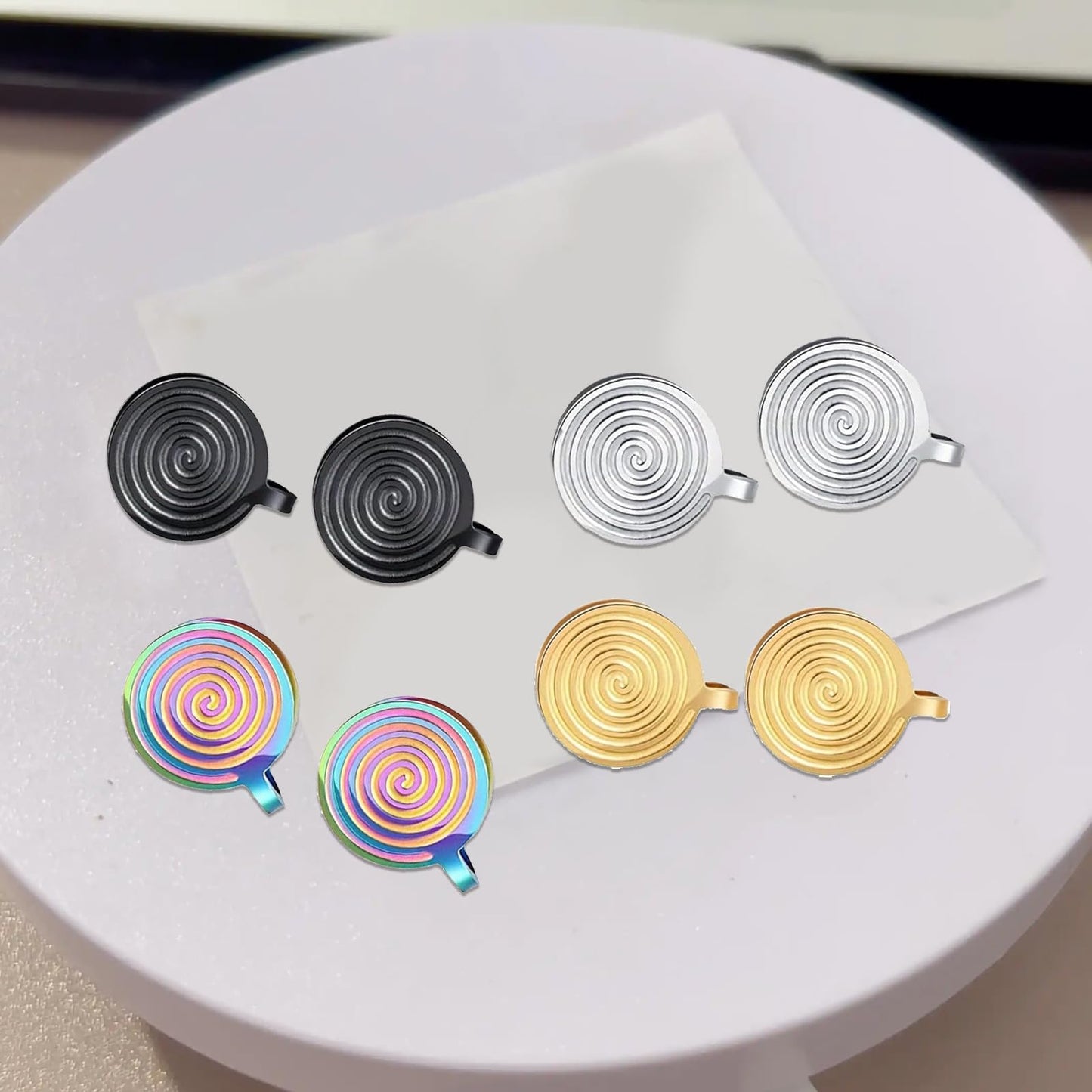 8 Pairs Pressure Earrings for Keloids,Keloid Earrings Pressure Clip,Spiral Compression Earring,Stainless Steel Clip On Earring,Non-Pierced Earring