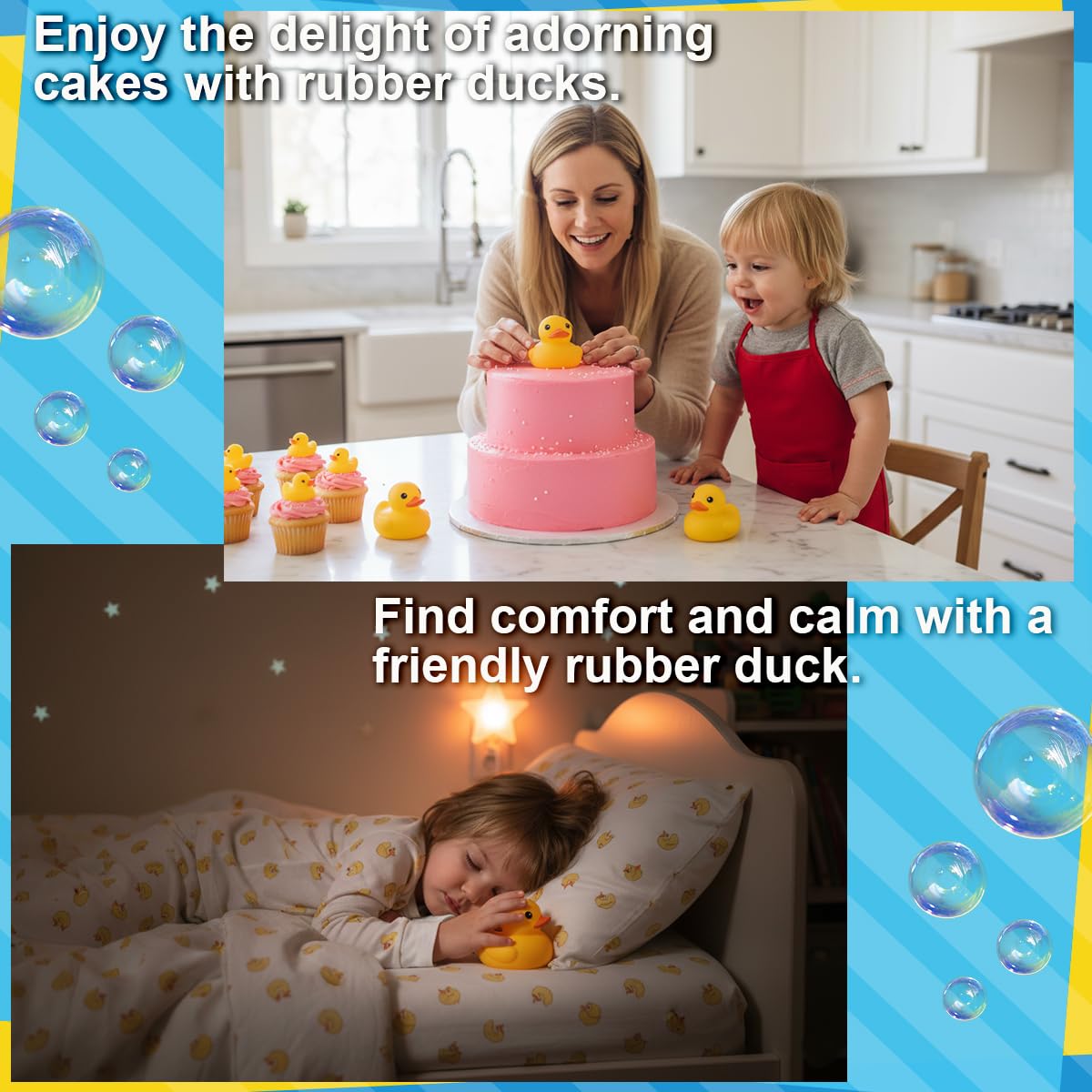 3 inch Kalafona Rubber Yellow Ducks/ Ducky No Hole Waterproof No Squeak Bath/Pool/Water Float Toy Stuffed with Sealed Plug Without Hole for Kids in Bulk