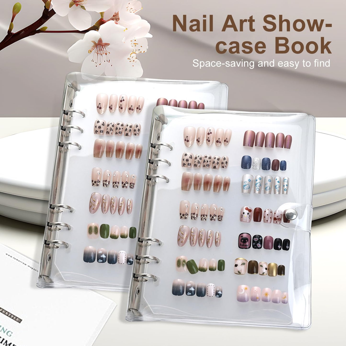 Major Dijit Large Clear Press on Nails Storage Box Nail Storage Case with 2 Style Adhesive Double Sided Tape and Nail Display Sticks for Nail Display Organizer Nail Salon Supplies