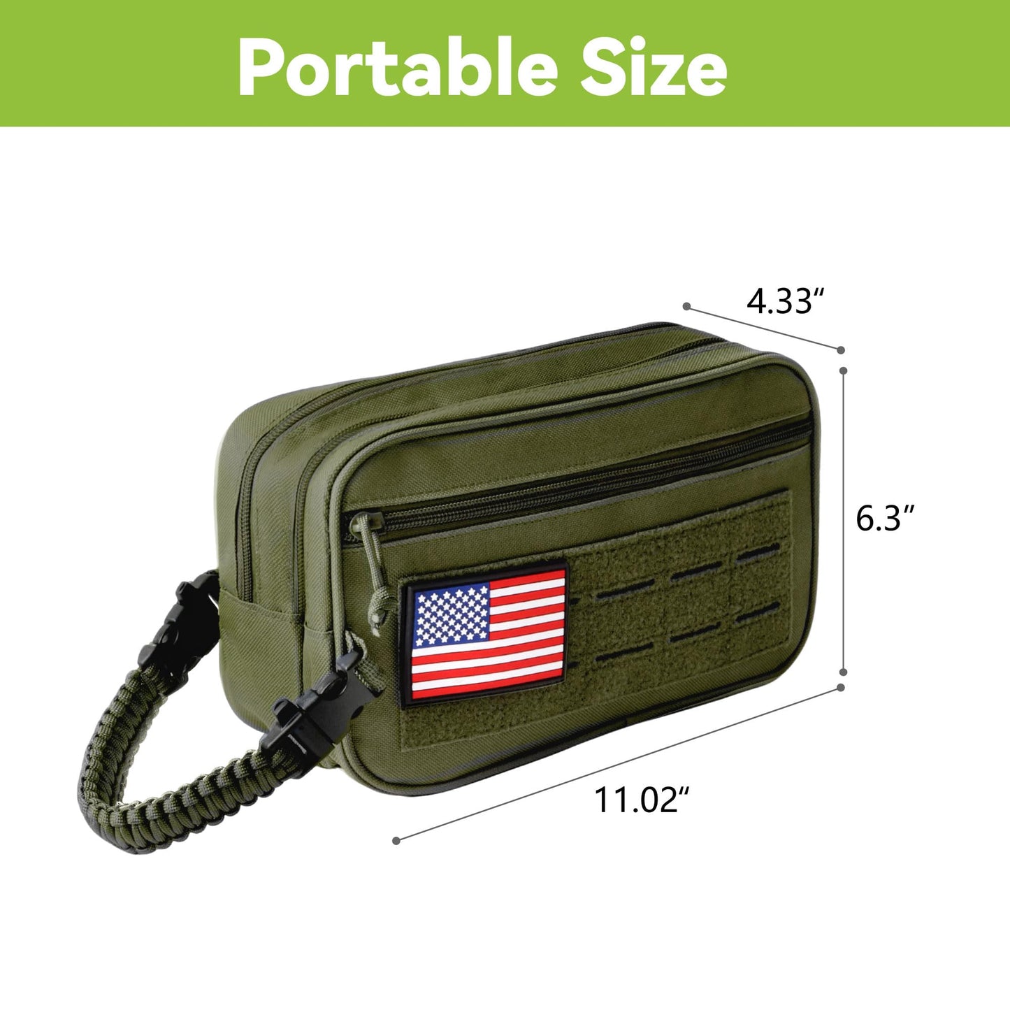 JeeVoya Toiletry Bag for Men Dry Wet Separation Portable Shaving Kit Organizer with 3 Compartments Mens Toiletry Bags for Traveling (Green)