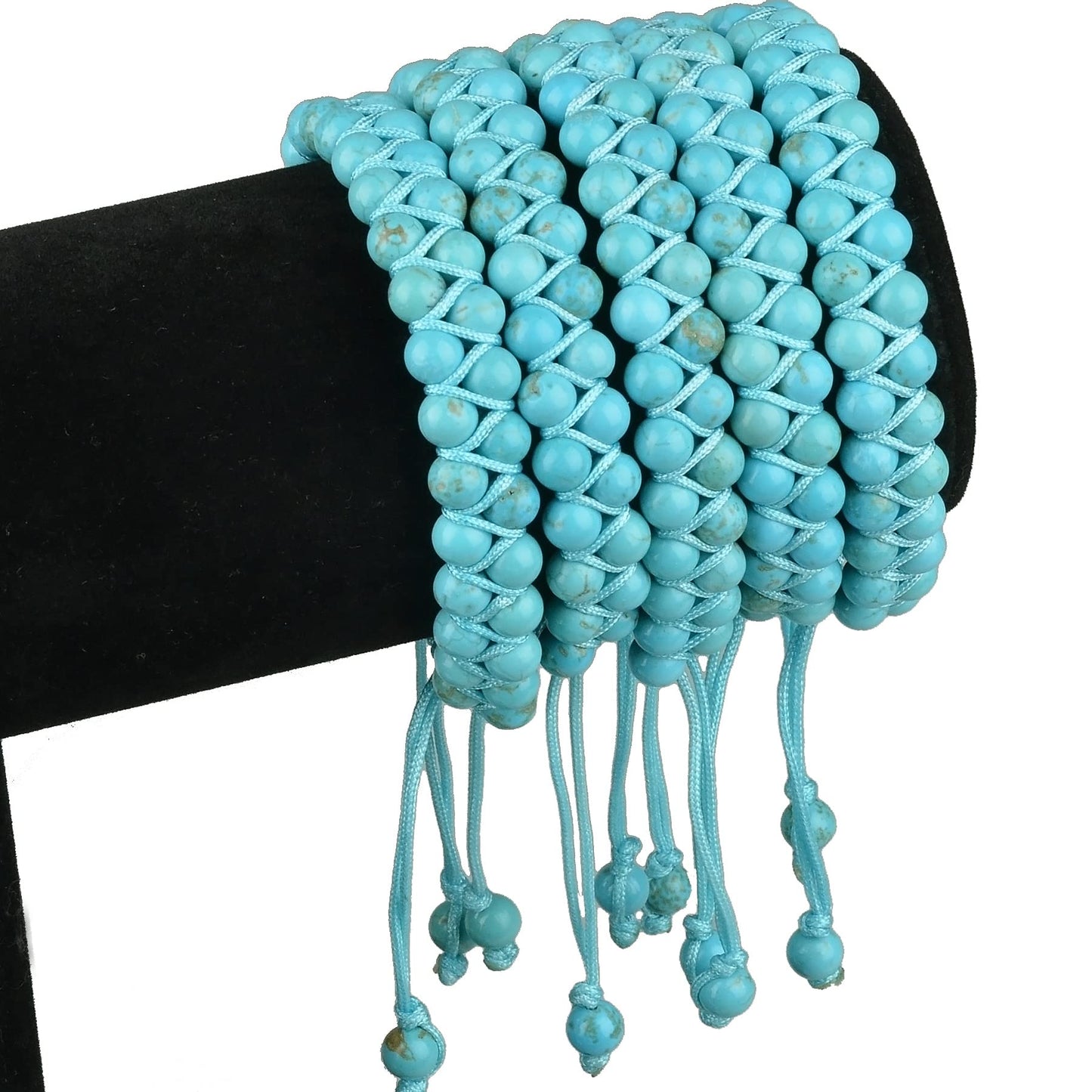 MASSIVE BEADS Natural Chakra Healing Power Crystals Macrame Bracelet Yoga Double Layer Stone Beads Gemstone Meditation Relax Anxiety Bangle for Unisex Women Men (Turquoise, 6mm)