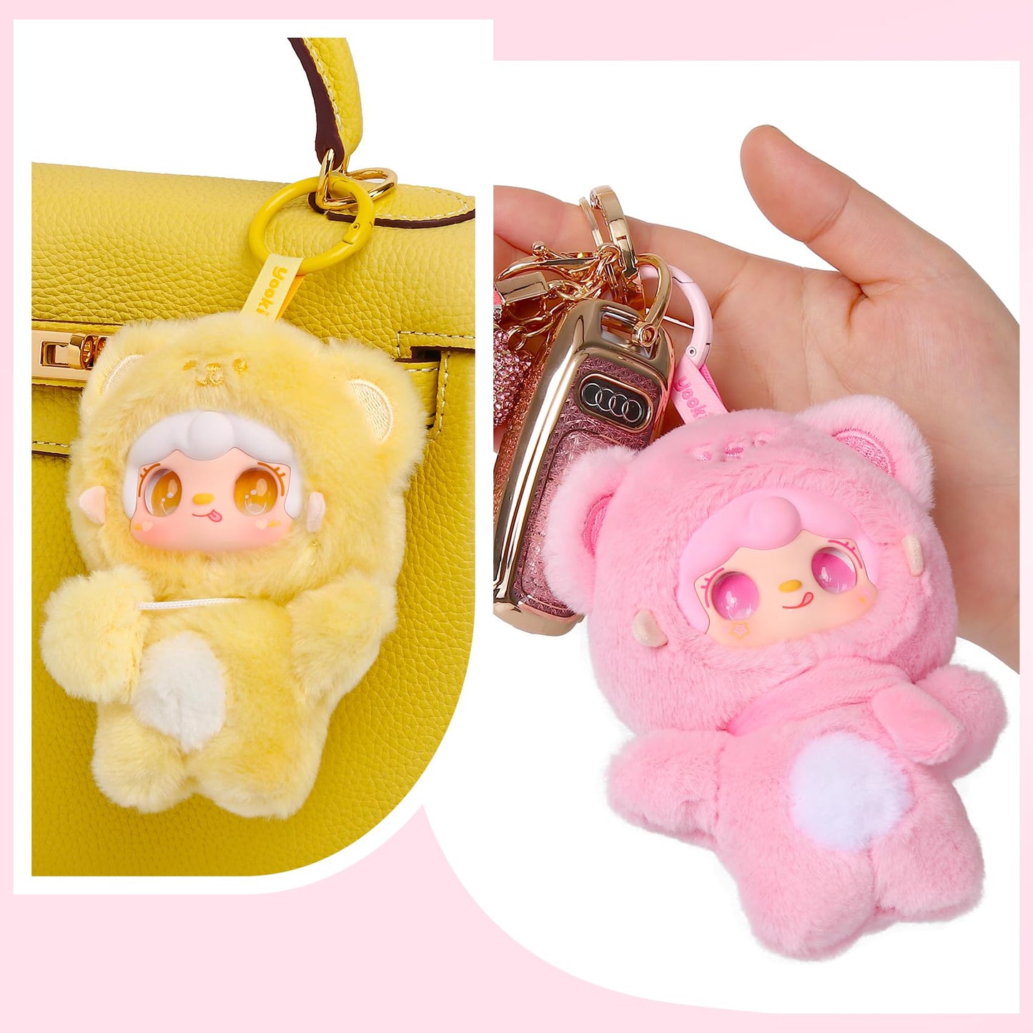 Yooki Cute Plush Pendant Blind Box,Random Vinyl Dolls Surprise Birthday Gifts,Single Mystery Box-Take A Bite of Bear Series