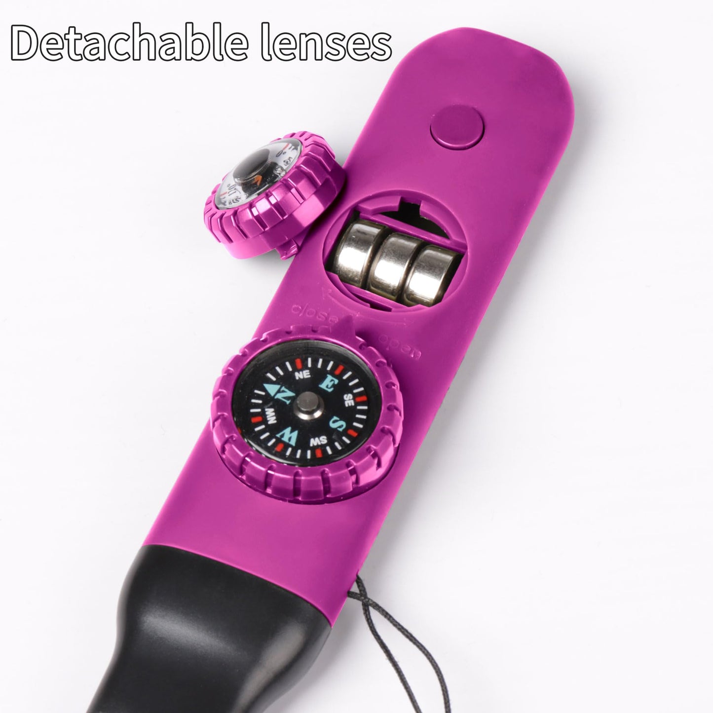 Multifunctional Survival Emergency Whistle for Kids with Compass Hiking Survival, Thermometer & Neck Lanyard | Emergency Safety Gear for Hiking, Camping, Kayaking, Boating, Climbing（Rose Purple）