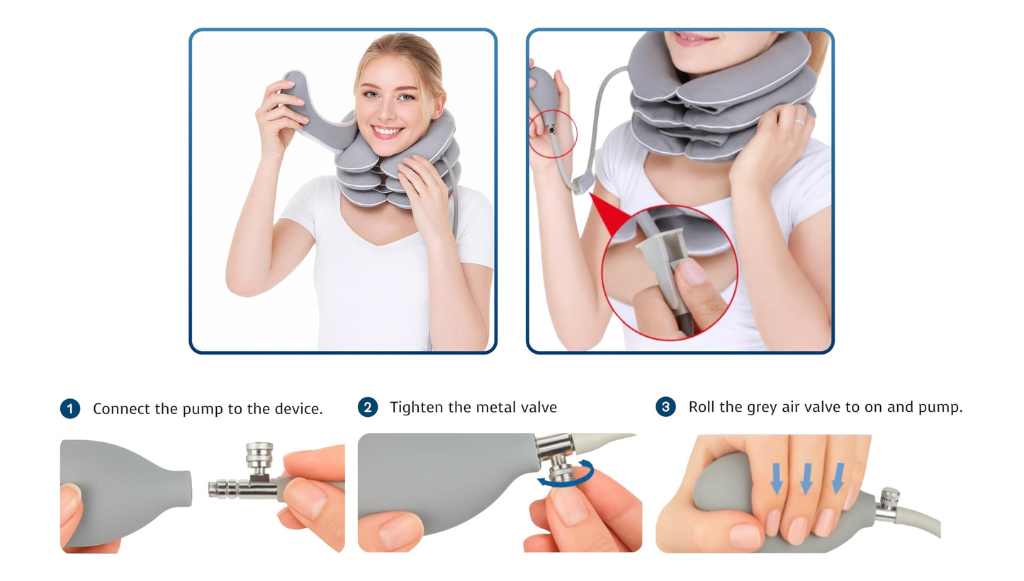 Variona FDA Registered Neck Traction Device for Pain Relief – Inflatable Cervical Neck Stretcher for Home Use, Adjustable Support for Neck Stiffness & Posture, Fits 12"–17" Neck Size